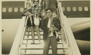 Dr. Ed Best with his wife, Jenny, and children before they board the plane for the first UGA in Rome Study Abroad in 1970. 